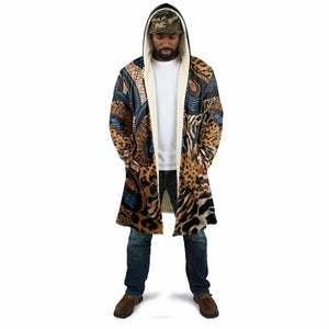 African Ankara Motifs Mixed Animal Skins Cloak