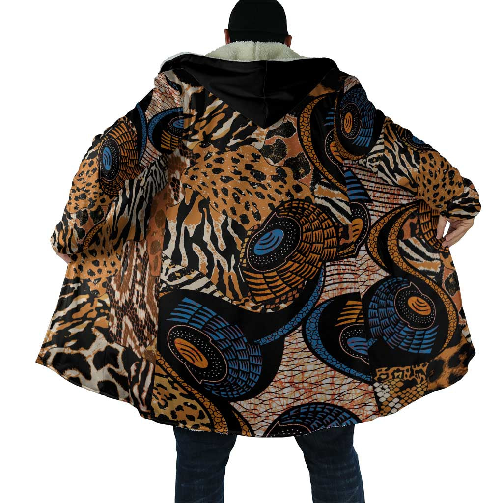 African Ankara Motifs Mixed Animal Skins Cloak