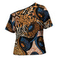 African Ankara Motifs Mixed Animal Skins Cross Shoulder Shirt