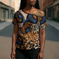 African Ankara Motifs Mixed Animal Skins Cross Shoulder Shirt