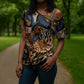 African Ankara Motifs Mixed Animal Skins Cross Shoulder Shirt