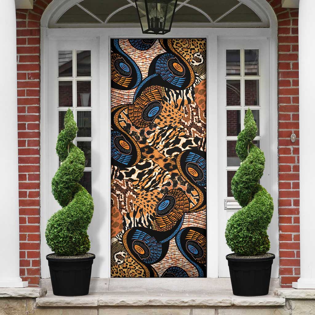 African Ankara Motifs Mixed Animal Skins Door Cover