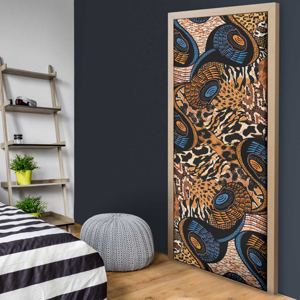 African Ankara Motifs Mixed Animal Skins Door Cover