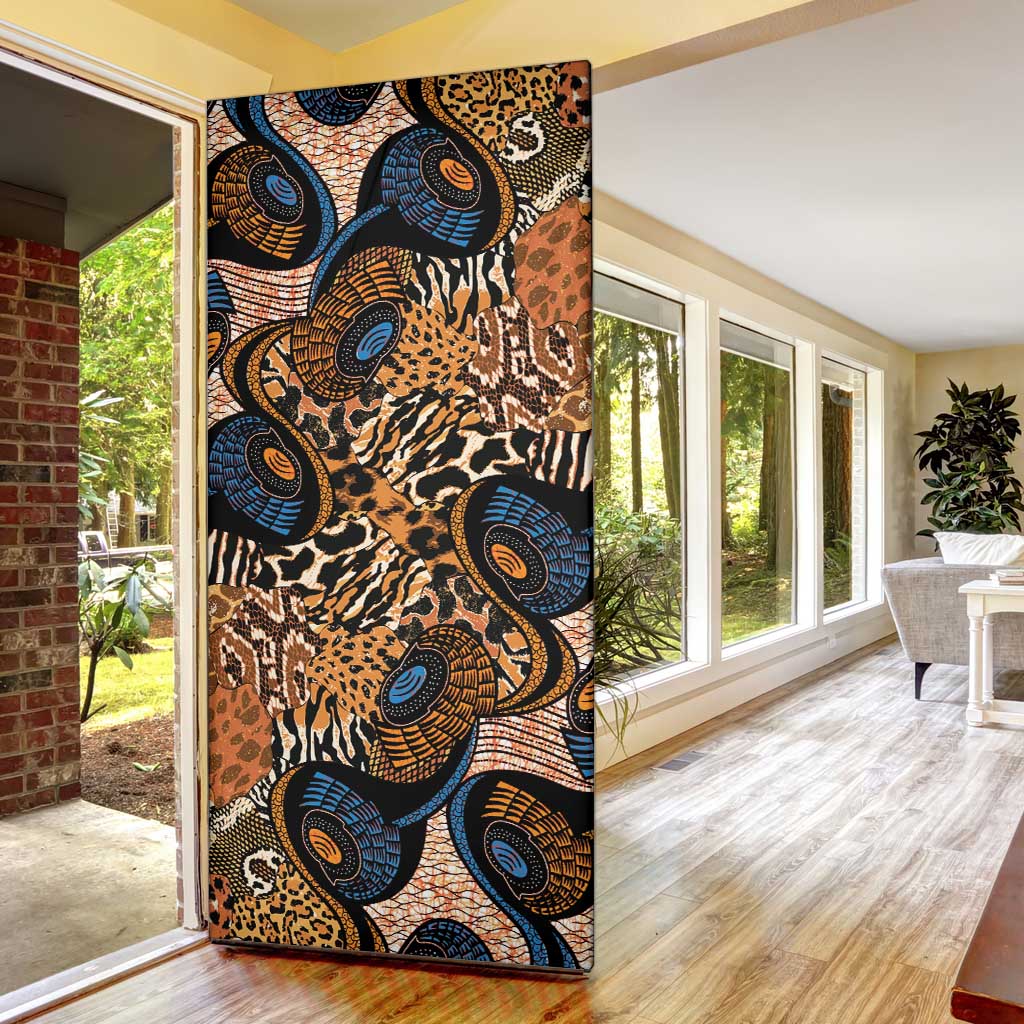 African Ankara Motifs Mixed Animal Skins Door Cover