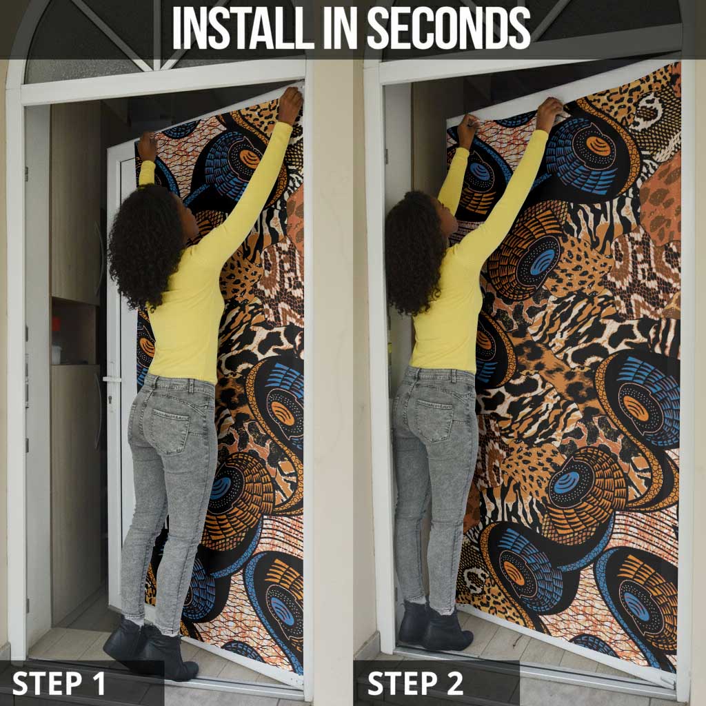 African Ankara Motifs Mixed Animal Skins Door Cover