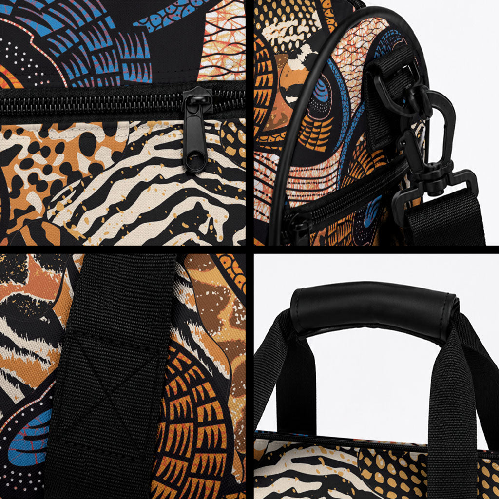 African Ankara Motifs Mixed Animal Skins Duffle Bag
