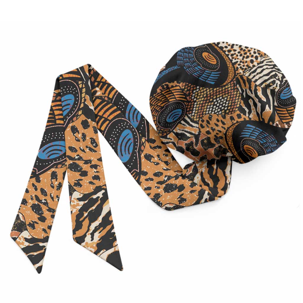 African Ankara Motifs Mixed Animal Skins Easy Headwrap