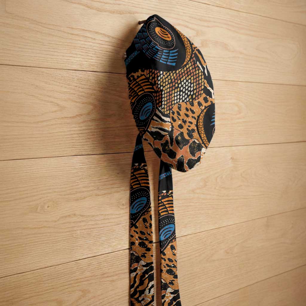 African Ankara Motifs Mixed Animal Skins Easy Headwrap