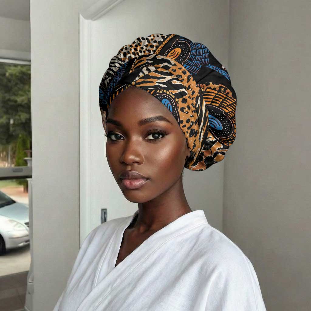 African Ankara Motifs Mixed Animal Skins Easy Headwrap