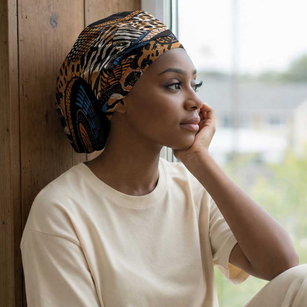 African Ankara Motifs Mixed Animal Skins Easy Headwrap