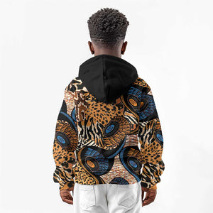 African Ankara Motifs Mixed Animal Skins Kid Hoodie