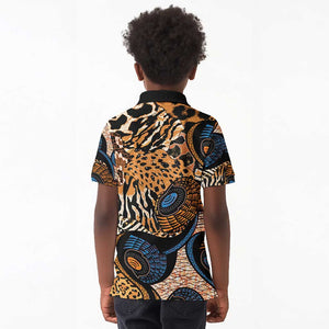 African Ankara Motifs Mixed Animal Skins Kid Polo Shirt