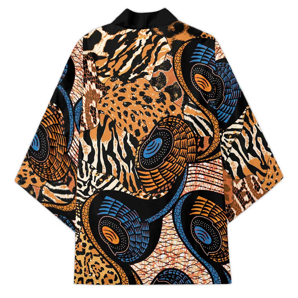 African Ankara Motifs Mixed Animal Skins Kimono