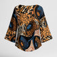 African Ankara Motifs Mixed Animal Skins Kimono Sleeve Blouse