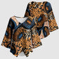 African Ankara Motifs Mixed Animal Skins Kimono Sleeve Blouse