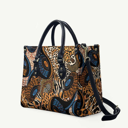 African Ankara Motifs Mixed Animal Skins Leather Bag