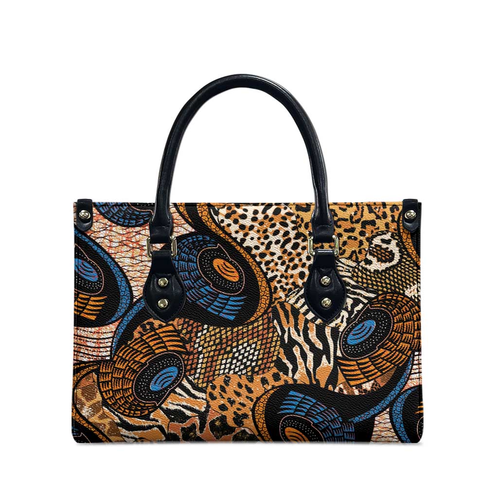 African Ankara Motifs Mixed Animal Skins Leather Bag