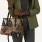 African Ankara Motifs Mixed Animal Skins Leather Bag