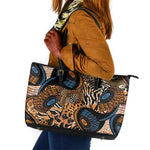 African Ankara Motifs Mixed Animal Skins Leather Tote Bag