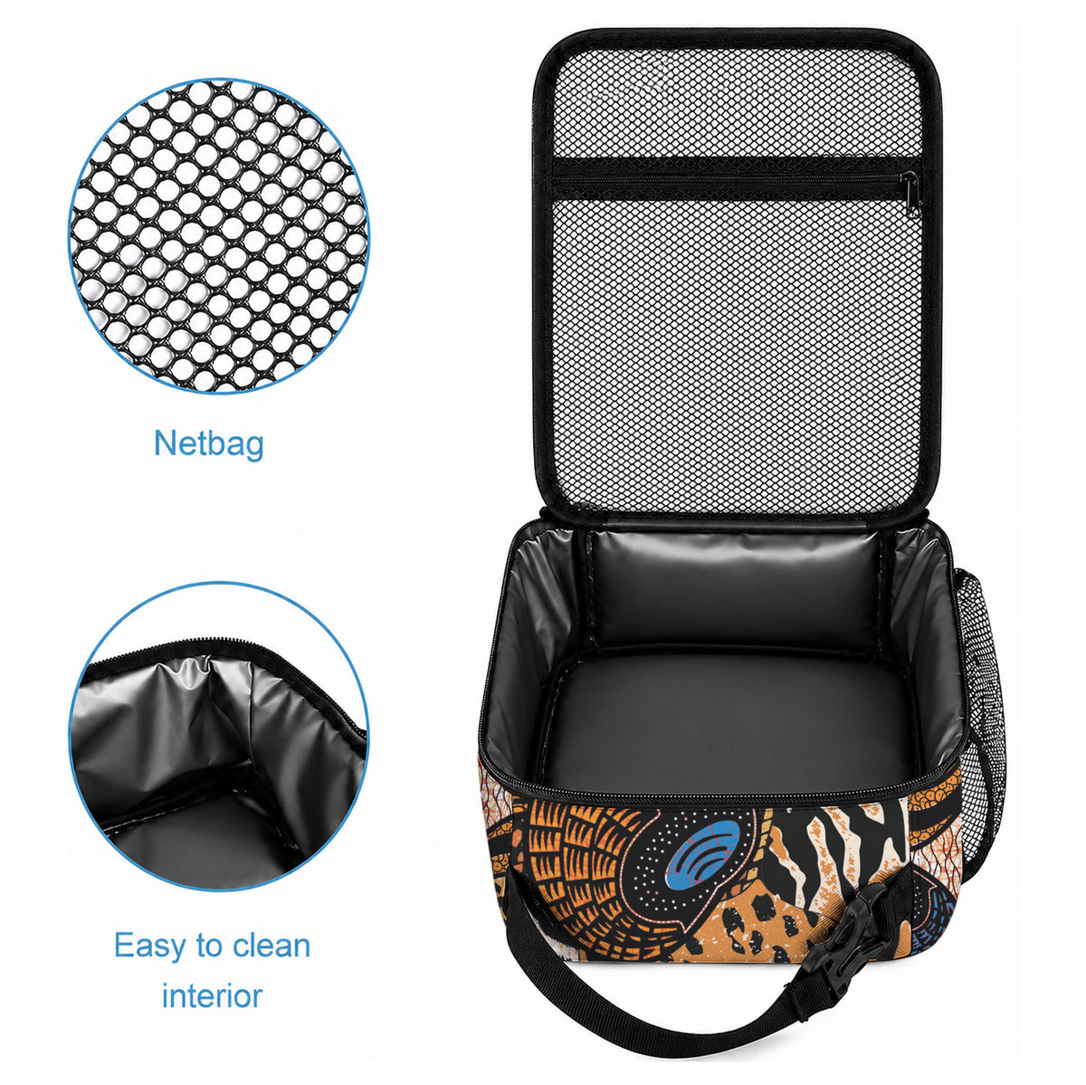 African Ankara Motifs Mixed Animal Skins Lunch Bag
