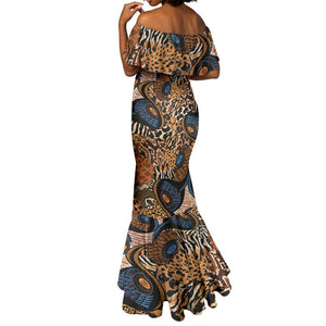 African Ankara Motifs Mixed Animal Skins Mermaid Dress