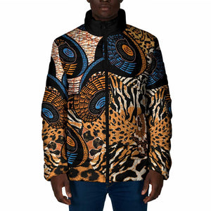 African Ankara Motifs Mixed Animal Skins Padded Jacket