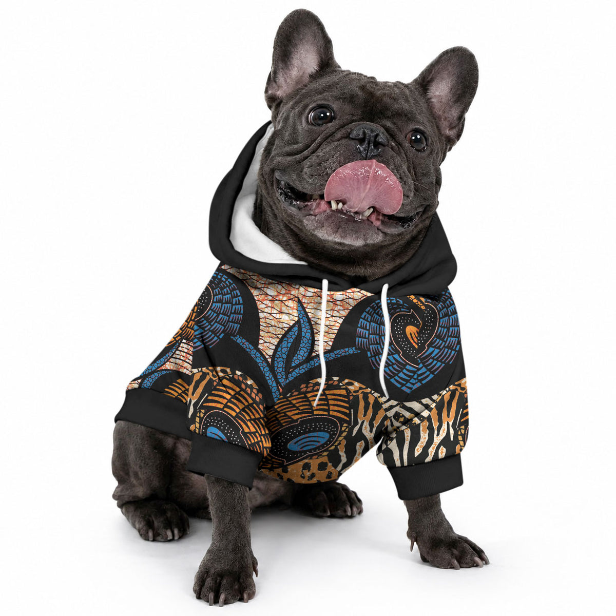 African Ankara Motifs Mixed Animal Skins Pet Hoodie