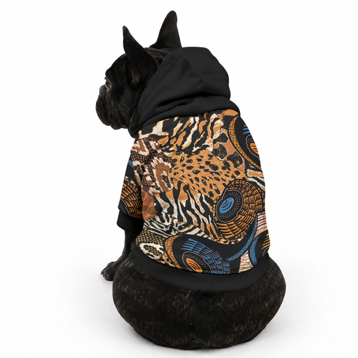 African Ankara Motifs Mixed Animal Skins Pet Hoodie