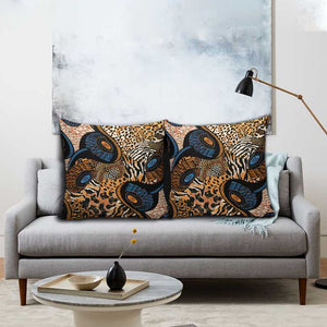 African Ankara Motifs Mixed Animal Skins Pillow Cover