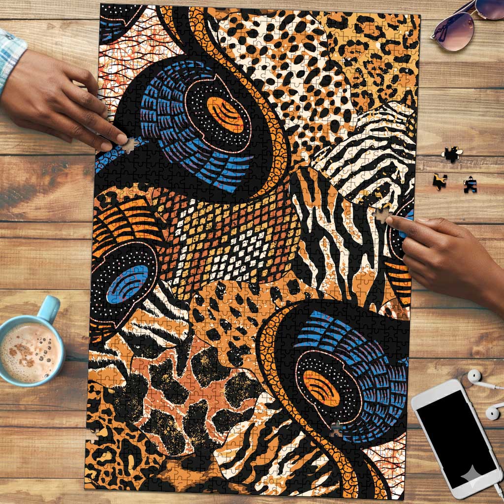 African Ankara Motifs Mixed Animal Skins Puzzle