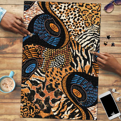 African Ankara Motifs Mixed Animal Skins Puzzle