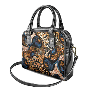 African Ankara Motifs Mixed Animal Skins Shoulder Handbag