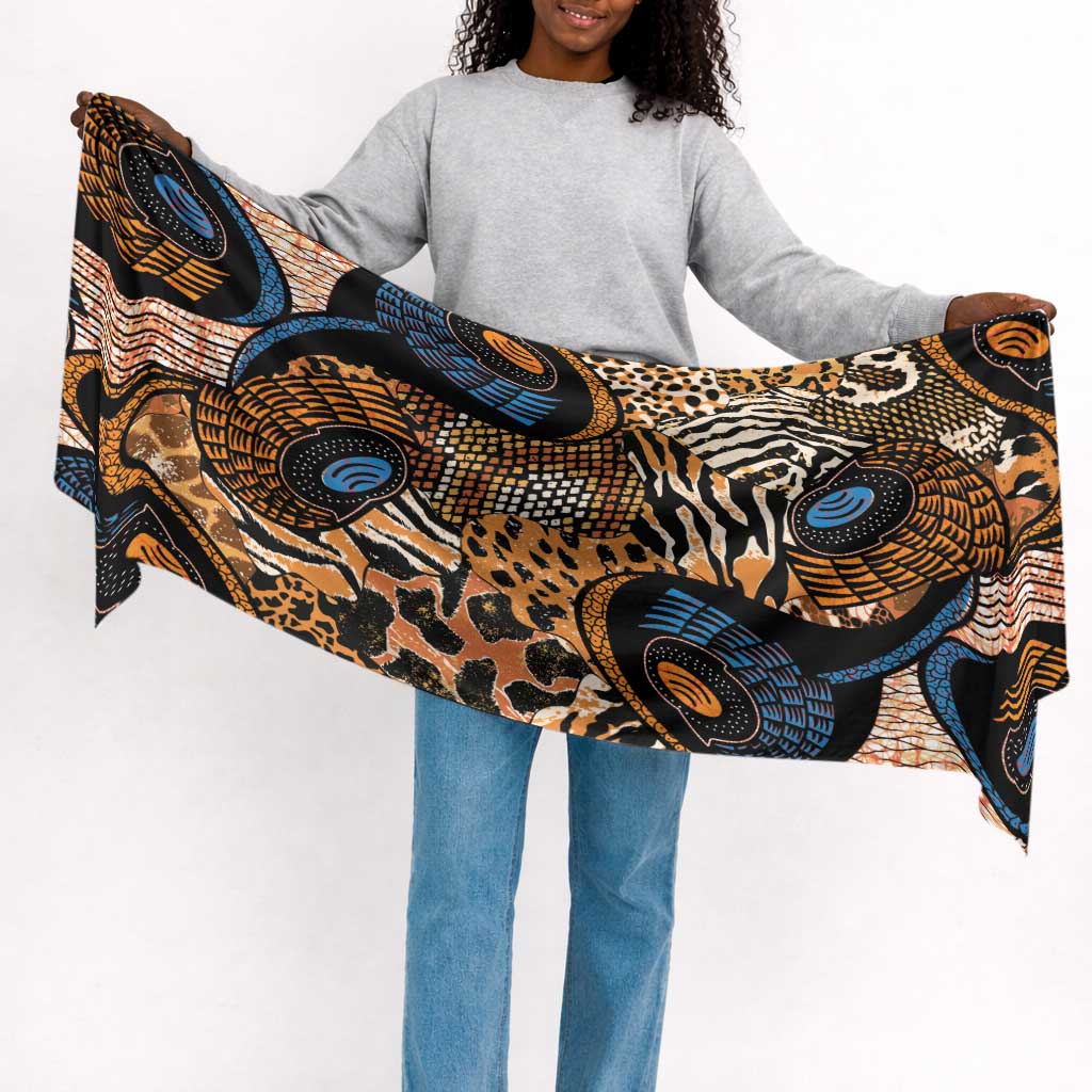 African Ankara Motifs Mixed Animal Skins Simple Headwrap