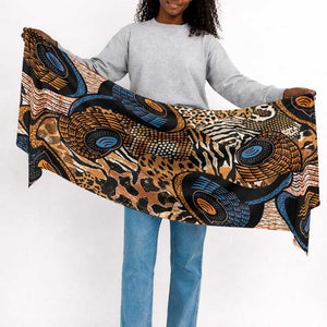 African Ankara Motifs Mixed Animal Skins Simple Headwrap