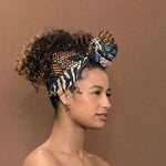 African Ankara Motifs Mixed Animal Skins Simple Headwrap