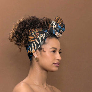 African Ankara Motifs Mixed Animal Skins Simple Headwrap