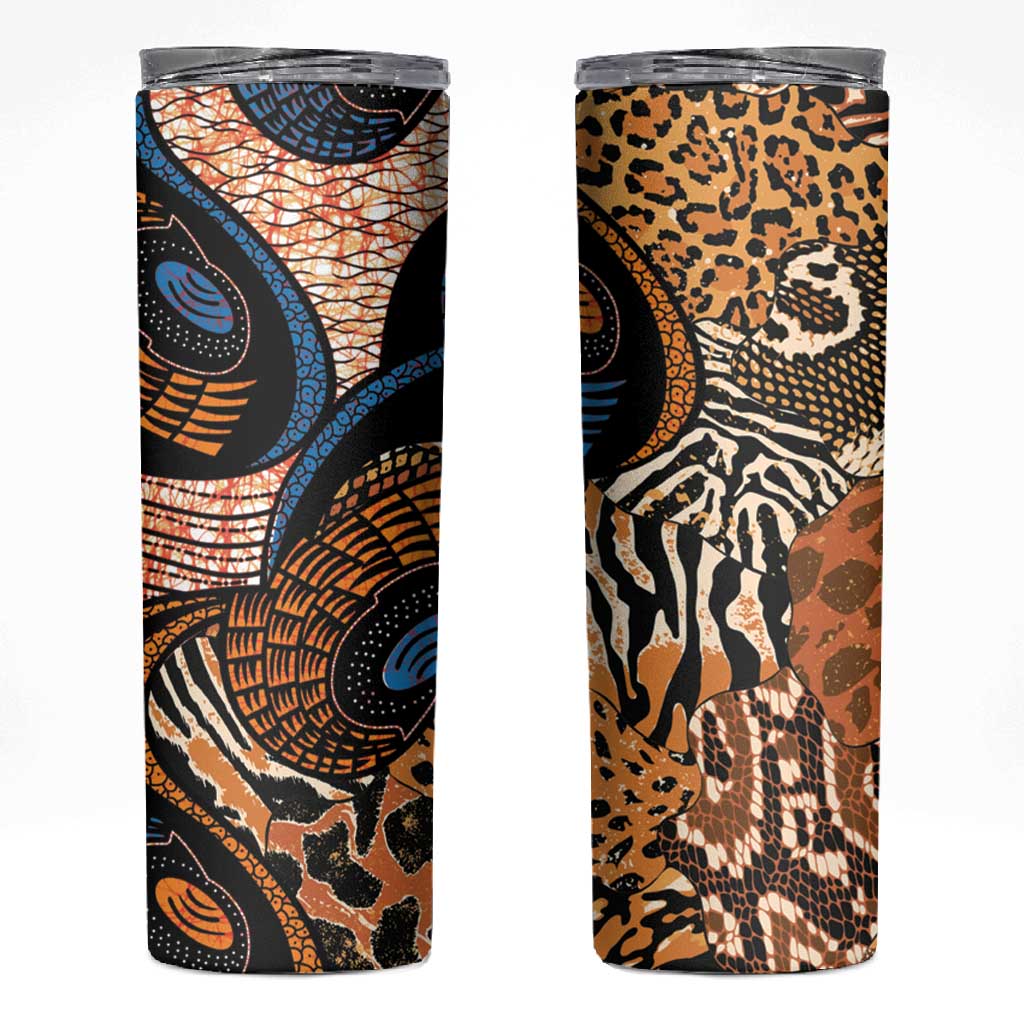 African Ankara Motifs Mixed Animal Skins Skinny Tumbler