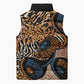 African Ankara Motifs Mixed Animal Skins Sleeveless Puffer Jacket