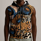 African Ankara Motifs Mixed Animal Skins Sleeveless Zip Hoodie - African Pride