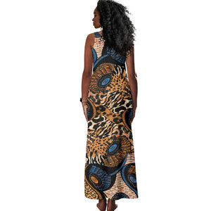 African Ankara Motifs Mixed Animal Skins Tank Maxi Dress