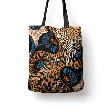 African Ankara Motifs Mixed Animal Skins Tote Bag