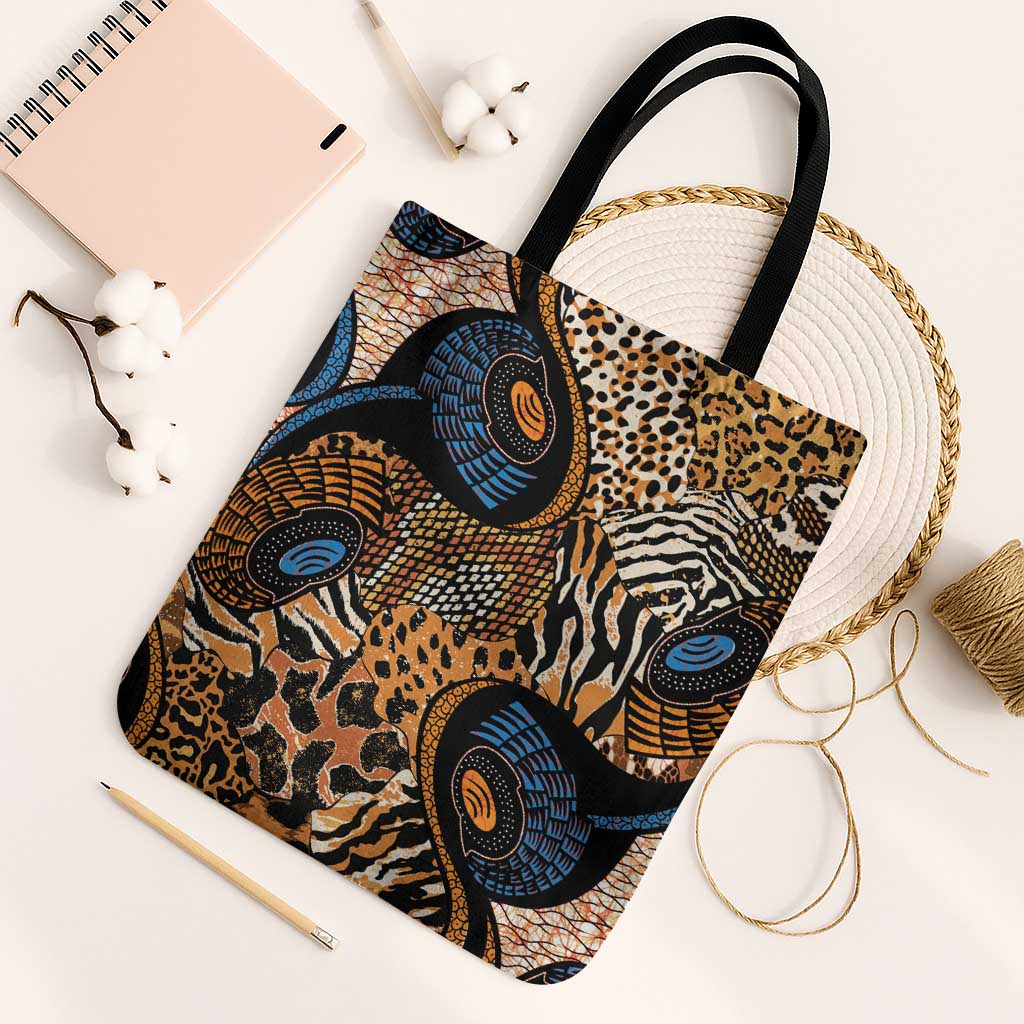 African Ankara Motifs Mixed Animal Skins Tote Bag