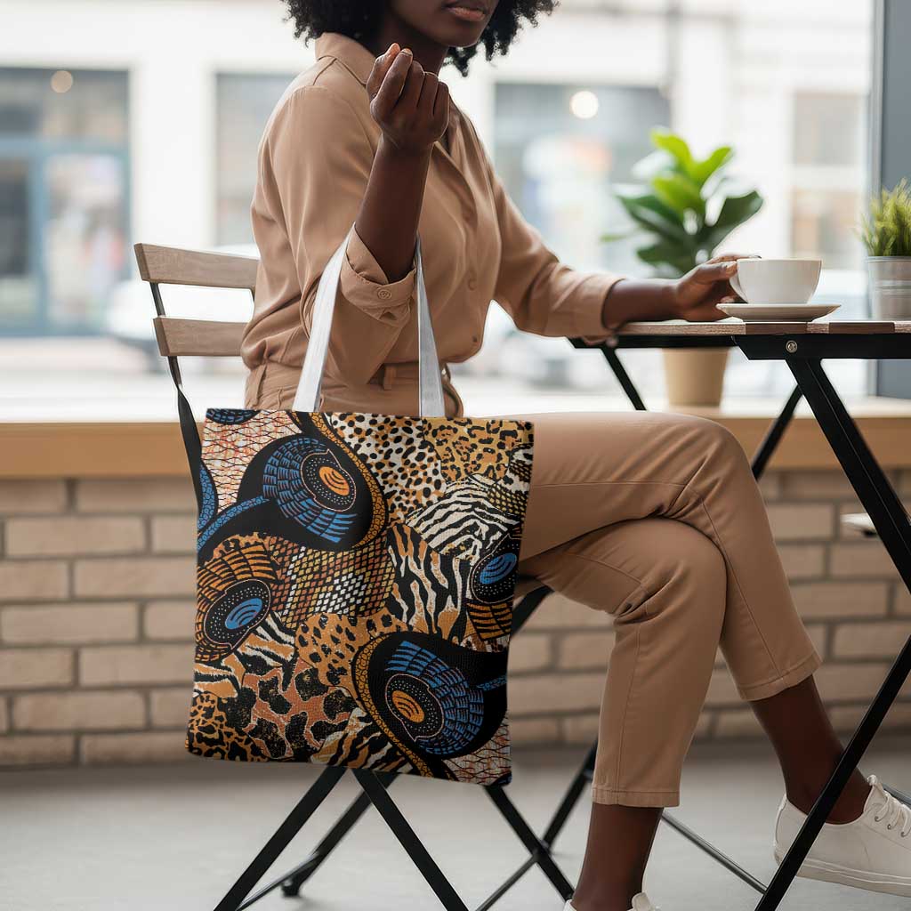 African Ankara Motifs Mixed Animal Skins Tote Bag
