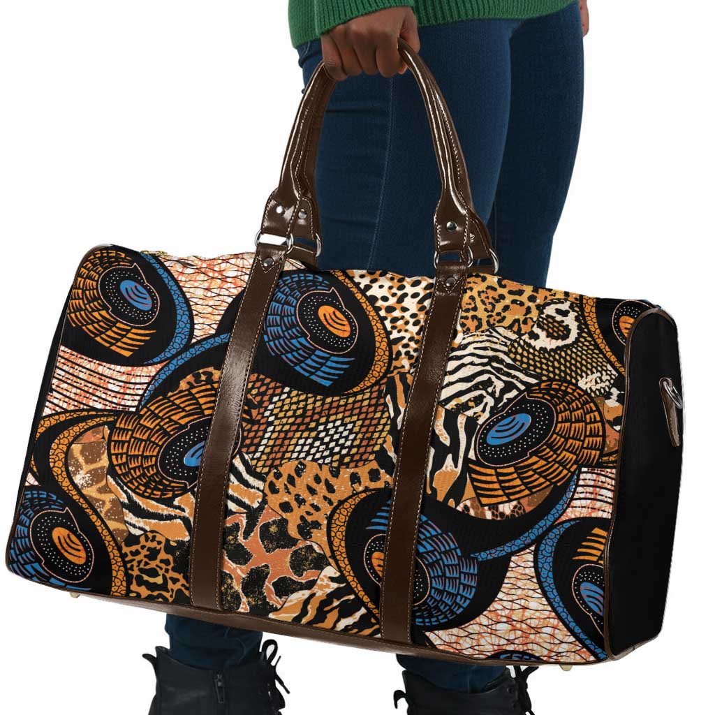 African Ankara Motifs Mixed Animal Skins Travel Bag