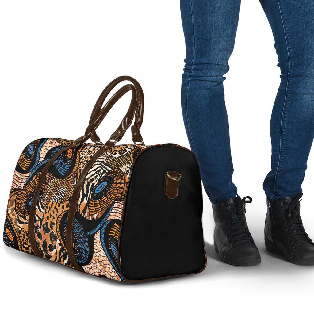African Ankara Motifs Mixed Animal Skins Travel Bag
