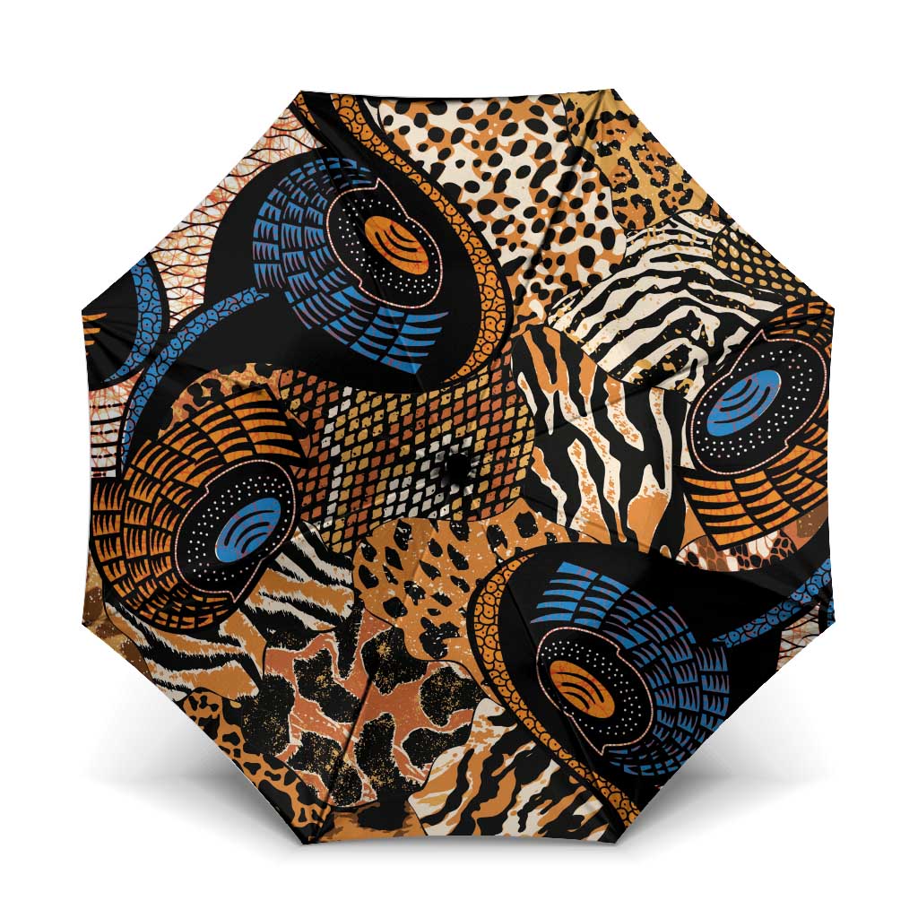 African Ankara Motifs Mixed Animal Skins Umbrella