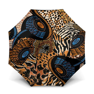 African Ankara Motifs Mixed Animal Skins Umbrella