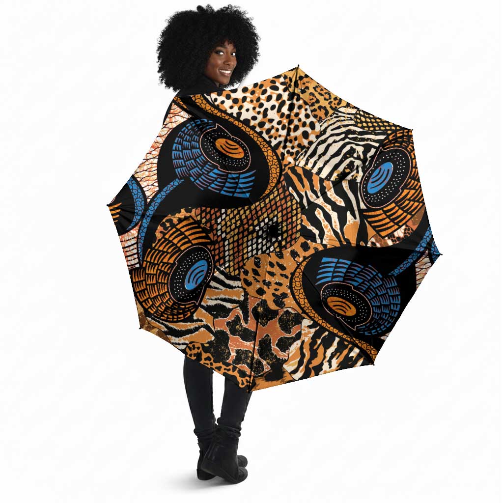 African Ankara Motifs Mixed Animal Skins Umbrella