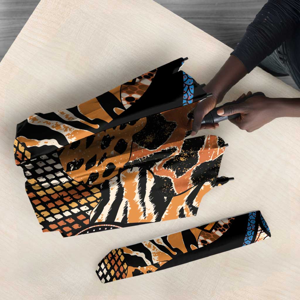 African Ankara Motifs Mixed Animal Skins Umbrella