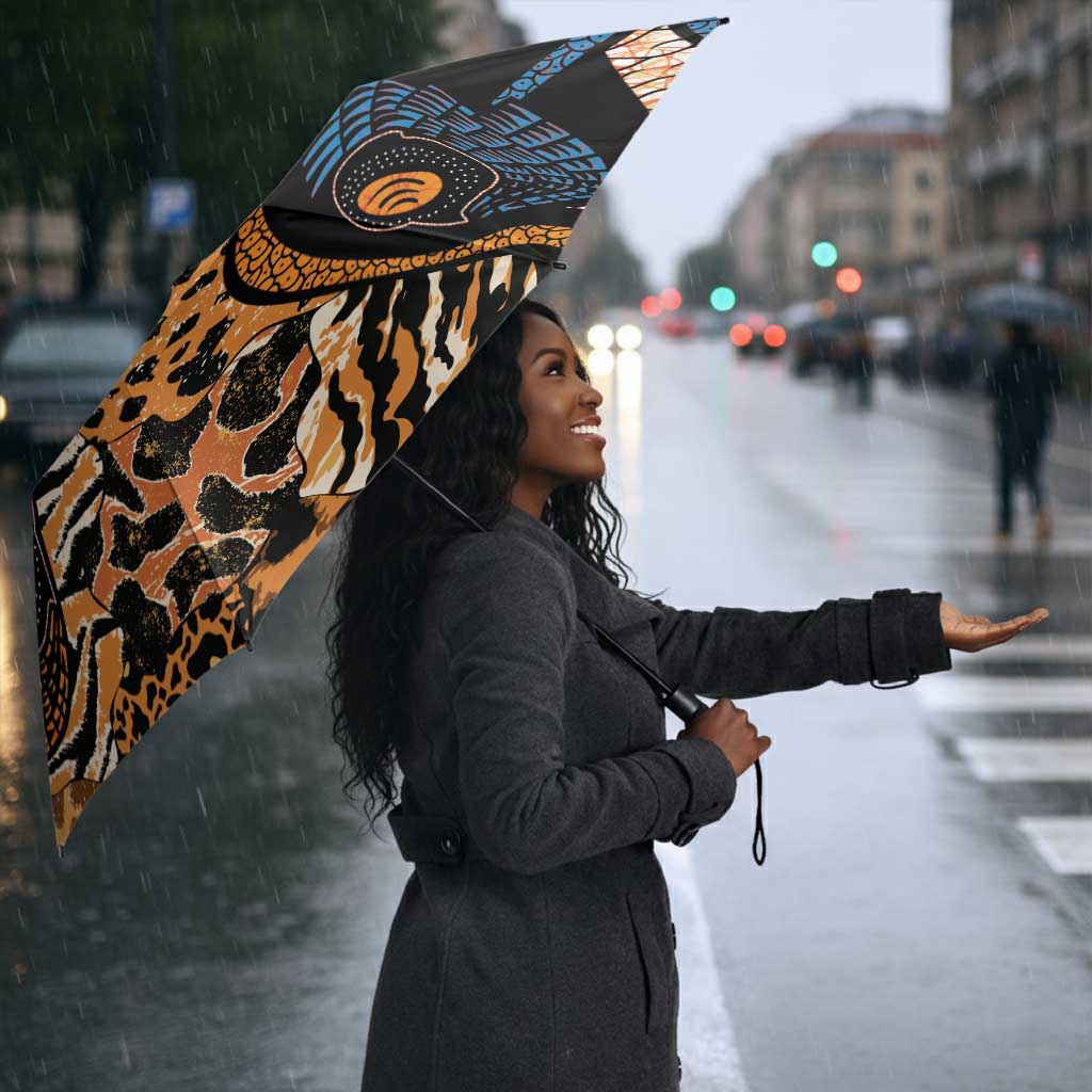 African Ankara Motifs Mixed Animal Skins Umbrella